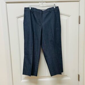Talbots Navy Micro Pinstripe Cropped Pants Size 14P NWT